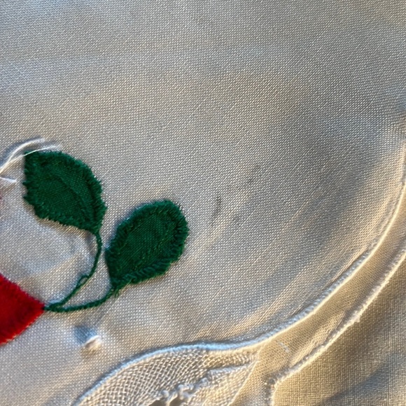 PLACEMAT & NAPKIN FOUR (4) PIECE SET POINSETTIA VINTAGE BATTENBURG LACE JABARA - Picture 10 of 12